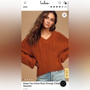 Lulus Keep You Close Rust Orange Cable Knit Sweater